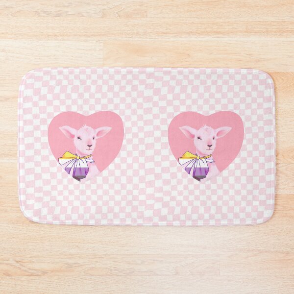Item preview, Cottagecore pink enby goat designed and sold by MyYellowBird.