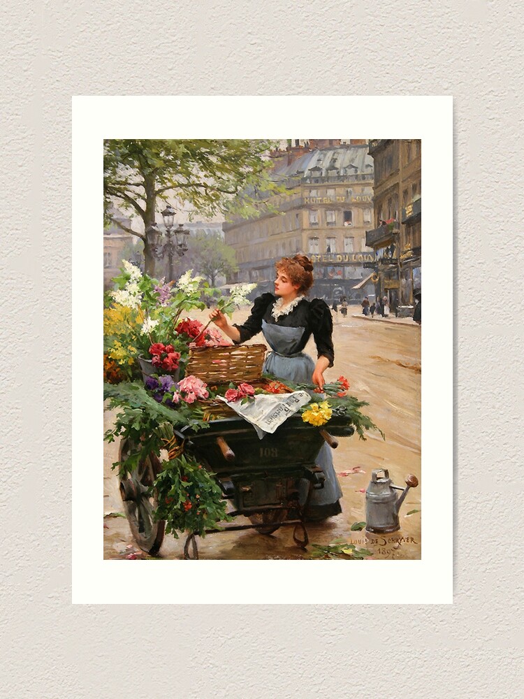 S-M-L-XL Custom Ceramic Women popular Painting Tile Mural. The Flower Seller 1898 By Louis Marie Schryver