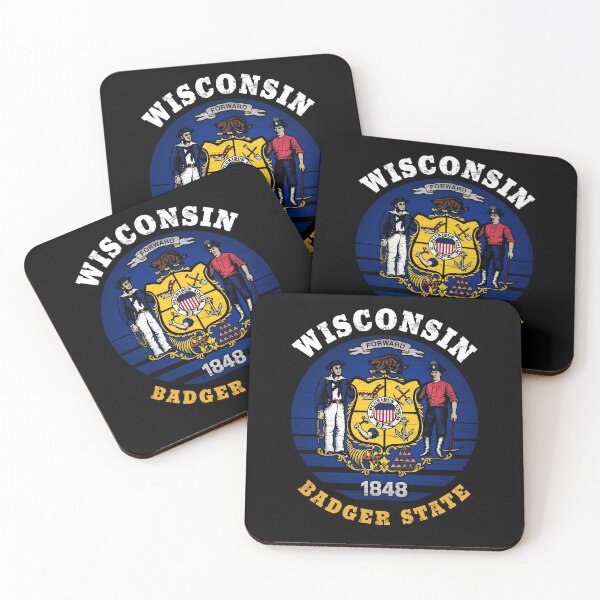 Item preview, WISCONSIN BADGER STATE FLAG designed and sold by Madjack Tees Kiwi SuperStore.