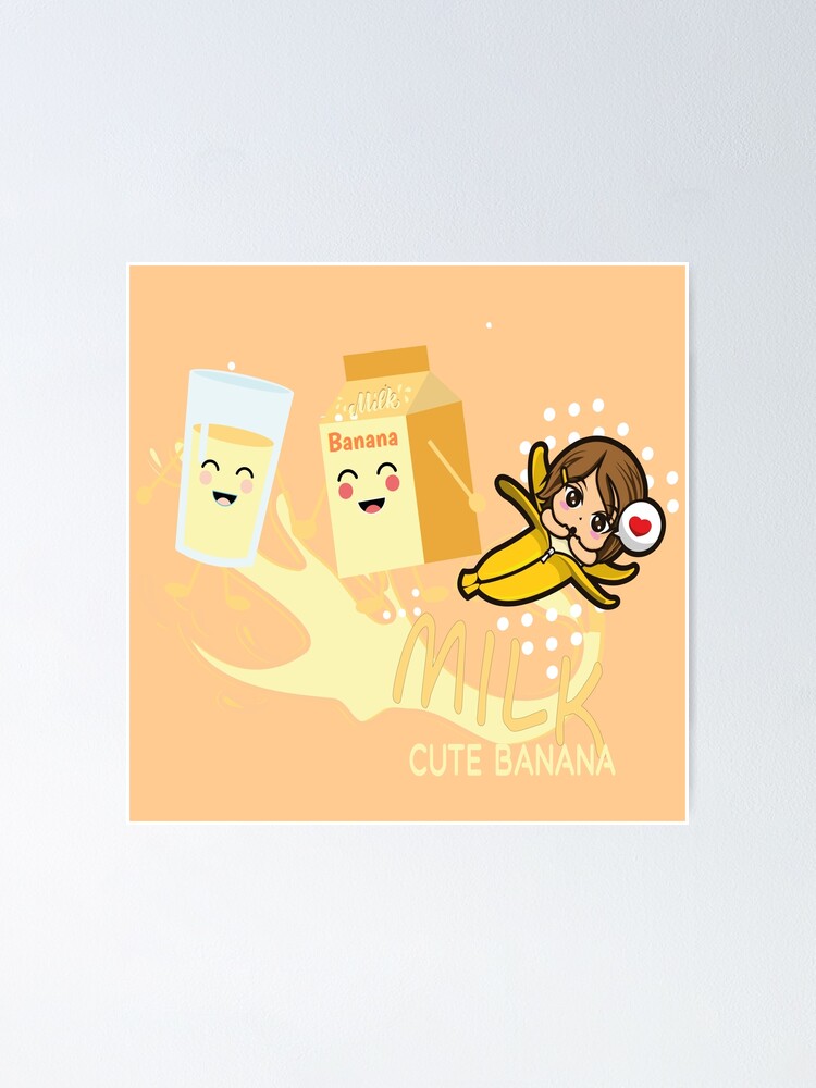 Kawaii Banana Milk Milk Carton Cute Poster For Sale By