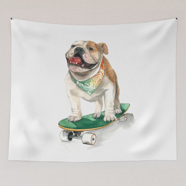 Item preview, Watercolor English Bulldog on skateboard designed and sold by CarolineJordaan.