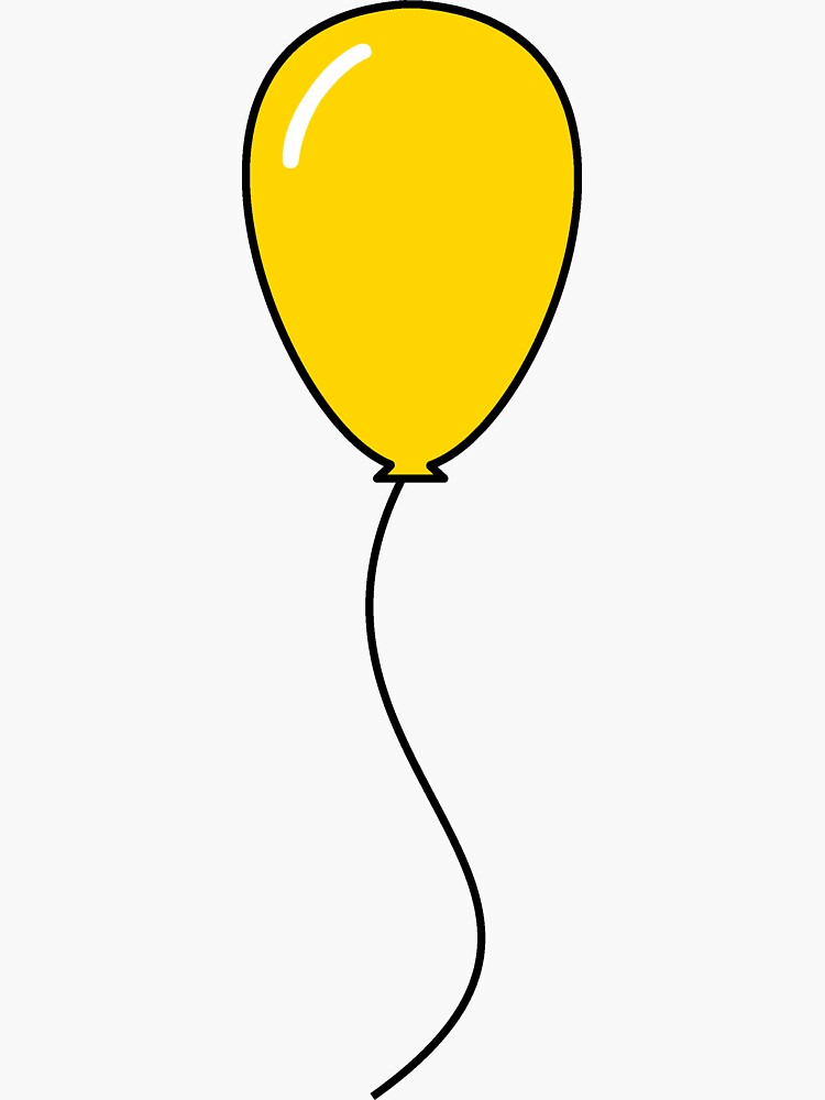 Yellow Balloon with Black String, Black Outline, and White Shine