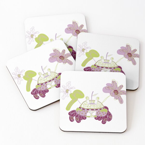 Item preview, Violet botanical crab designed and sold by ArtinaStudio.
