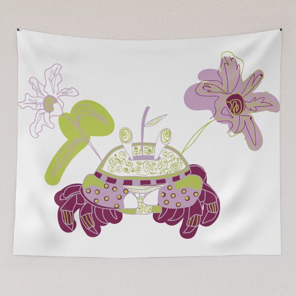 Item preview, Violet botanical crab designed and sold by ArtinaStudio.