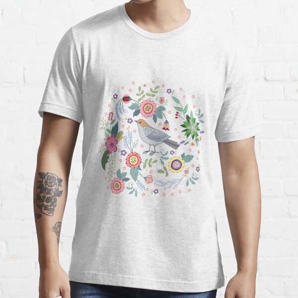 Beautiful bird in flowers Essential T-Shirt