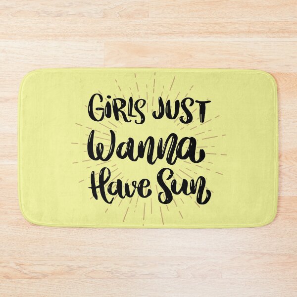 Item preview, Girls Just Wanna Have Sun - Black Hand Written Text Saying Quote with Sun Rays designed and sold by WearWolfDesigns.