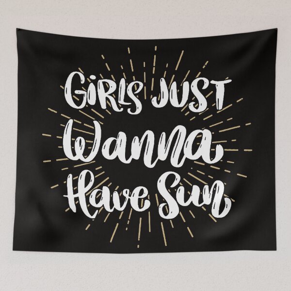 Item preview, Girls Just Wanna Have Sun - White Hand Written Text Saying Quote with Sun Rays designed and sold by WearWolfDesigns.