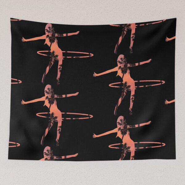 Item preview, Hula hoop woman made from palm trees in sunset designed and sold by Luna Garcia.