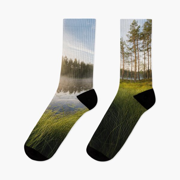 Item preview, Sunrise at forest pond designed and sold by Juhku.
