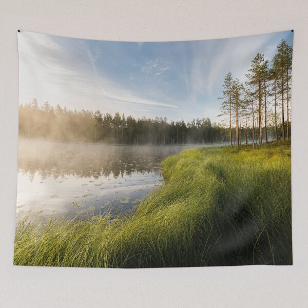Item preview, Sunrise at forest pond designed and sold by Juhku.