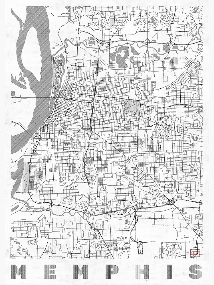 Memphis Map Line by HubertRoguski