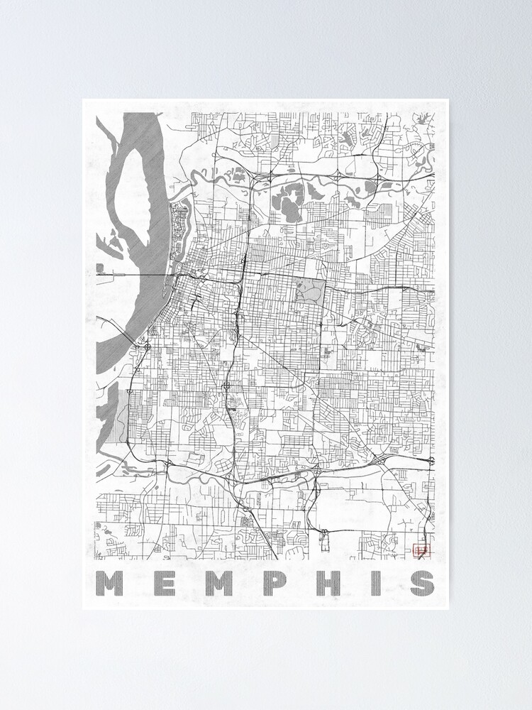 Alternate view of Memphis Map Line Poster