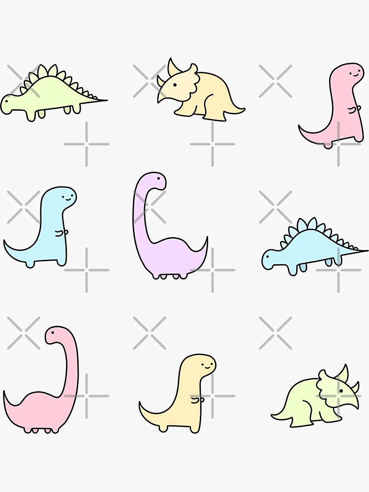 Thumbnail 3 of 3, Sticker, Cute dinosaurs pack designed and sold by Pastel-PaletteD.