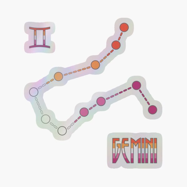 LESBIAN PRIDE GEMINI ZODIAC CONSTELLATION STICKERS Holographic Sticker