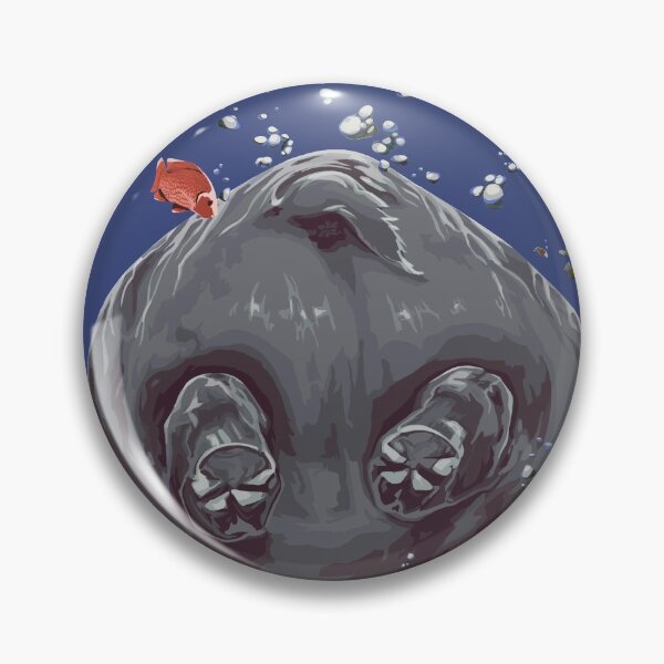 Item preview, Hippo butt with fish, large print blue edition designed and sold by bye-then.