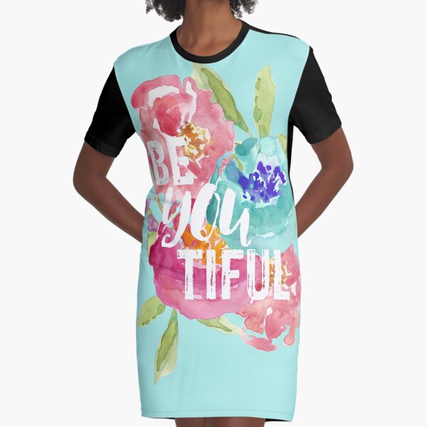beYOUtiful Floral Graphic T-Shirt Dress