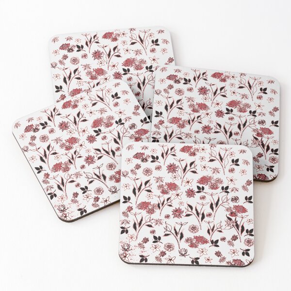 Item preview, RED LINEDRAWING FLORAL designed and sold by KINGTOUCAN.