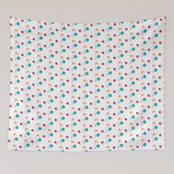 Item preview, Calling all Sewists! Needle, Thread, Buttons pattern on white designed and sold by Susan Marie Williams.