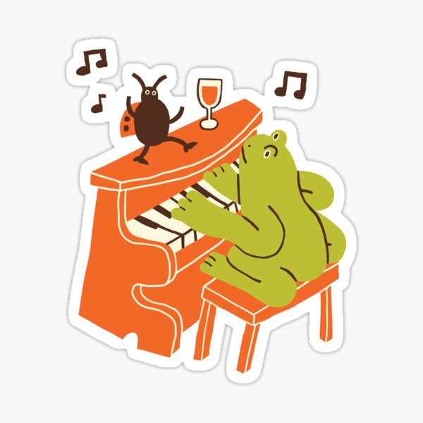 Piano Frog Sticker