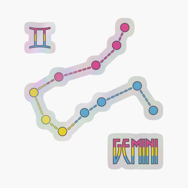 PANSEXUAL PRIDE GEMINI ZODIAC CONSTELLATION STICKERS Holographic Sticker