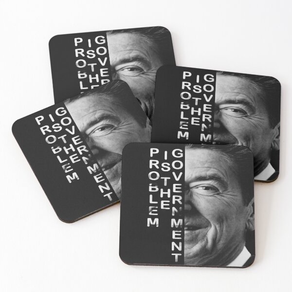 Item preview, The Government is the problem Text portrait Ronald Reagan President  designed and sold by PawsRetroStudio.