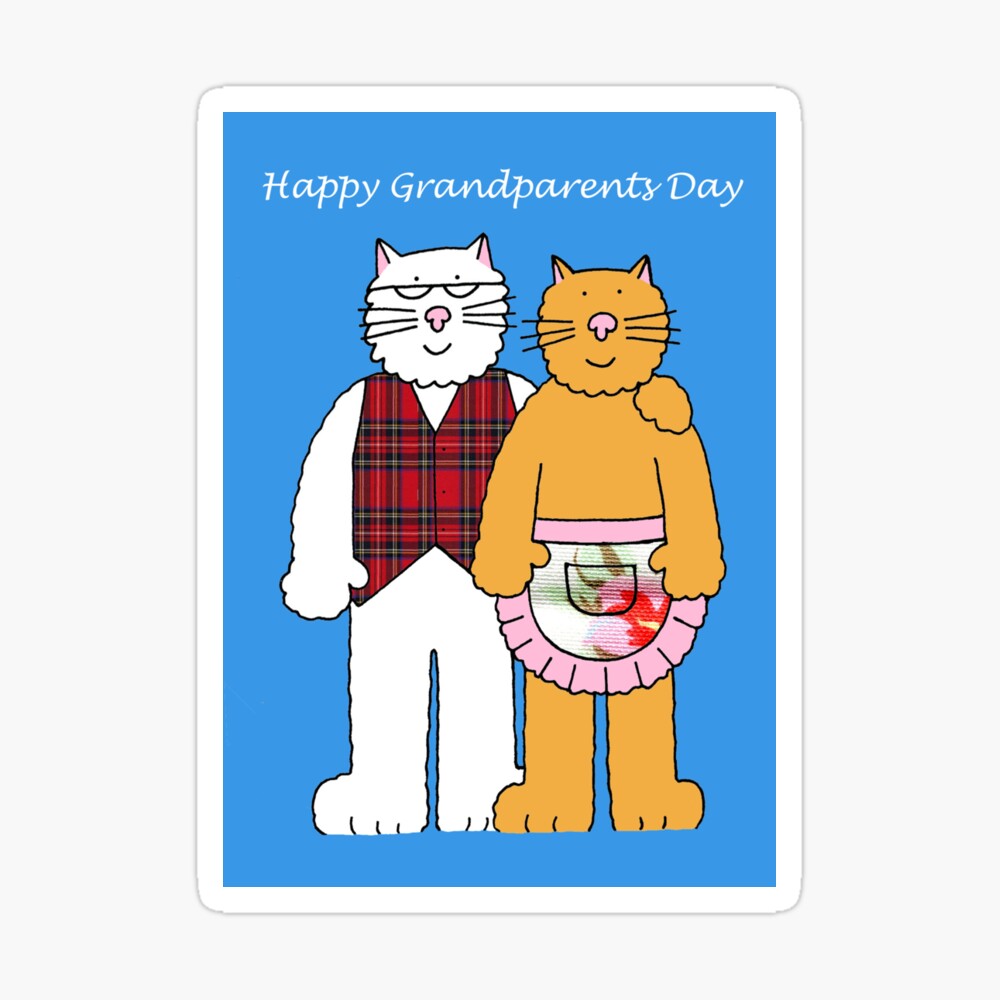 Happy Grandparents Day Cartoon Cats Wearing Clothes