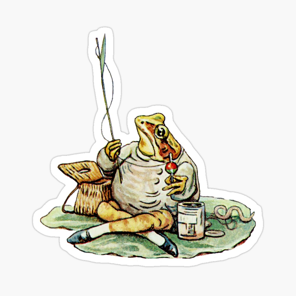 Beatrix Potter Vintage Mr. Jeremy Fisher Frog on Lilly Pad Illustration   Sticker for Sale by Pinkmagenta