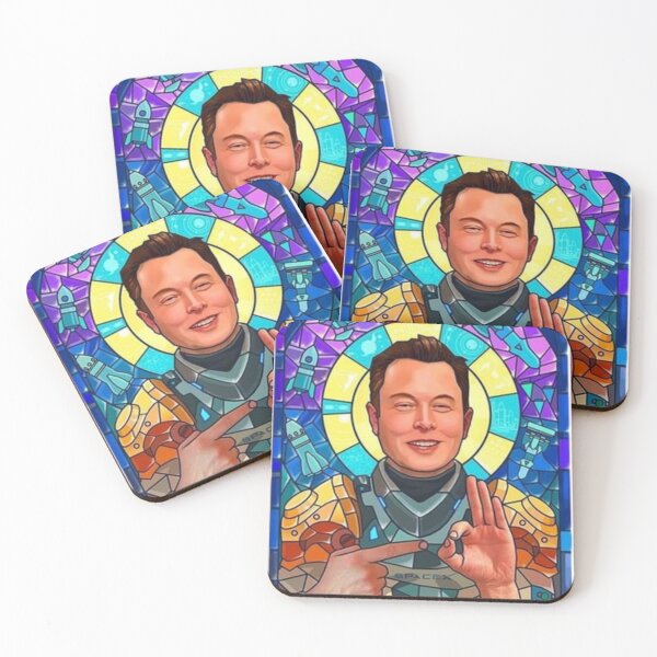 Item preview, Elon Musk Our Holy Space X Savior in Stained Glass designed and sold by WigOutlet.