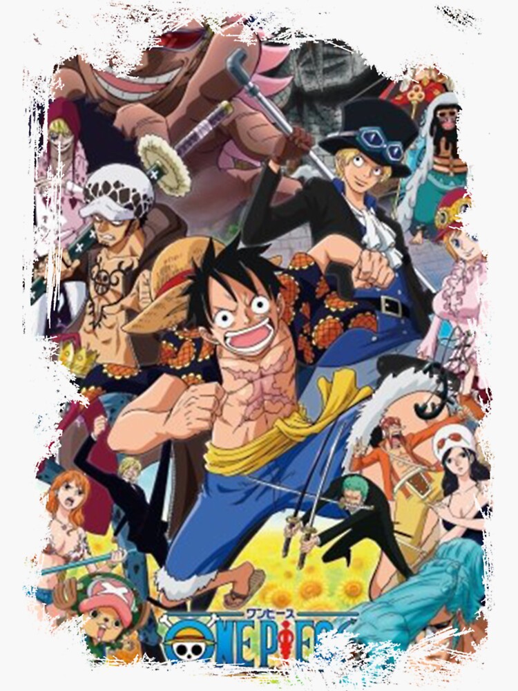 Straw Hat Pirates Characters One Piece Wan Pīsu Anime Grunge Border Poster  Design, Gift T-Shirt, Anime T-Shirt Sticker for Sale by rowenanime