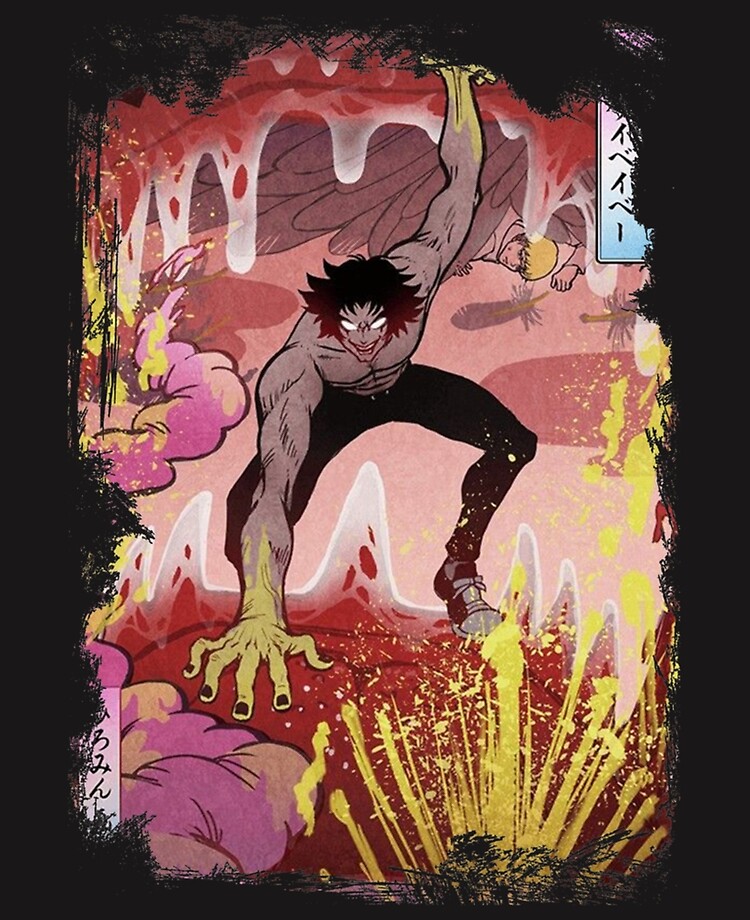 Devilman Crybaby Characters Devilman Crybaby Debiruman Anime Grunge Border  Poster Design | Gift T-Shirt | Anime T-Shirt