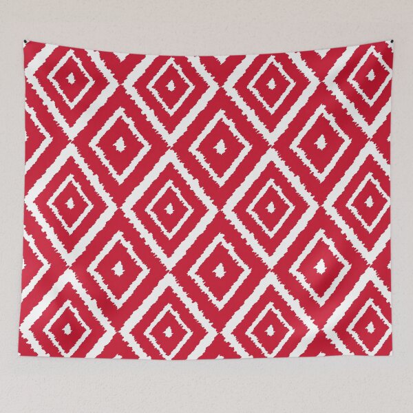 Item preview, Red and White Diamond Ikat Geometric Pattern designed and sold by thelustrous.