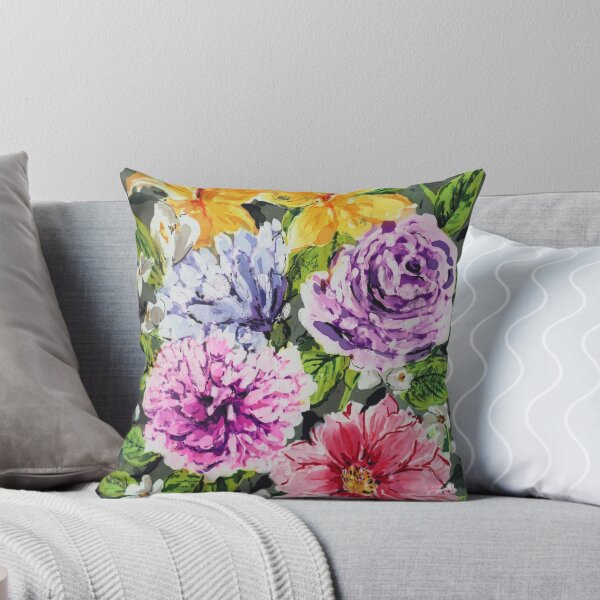 Item preview, Batik Flowers on Gray #1 designed and sold by Leslie Rogers Todder.