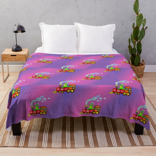 Item preview, Dinosaur Riding an Old Fashioned Train on Pink Purple background designed and sold by CheranY.