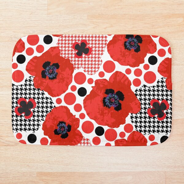 Oriental Red Poppy Garden Bath Mat
