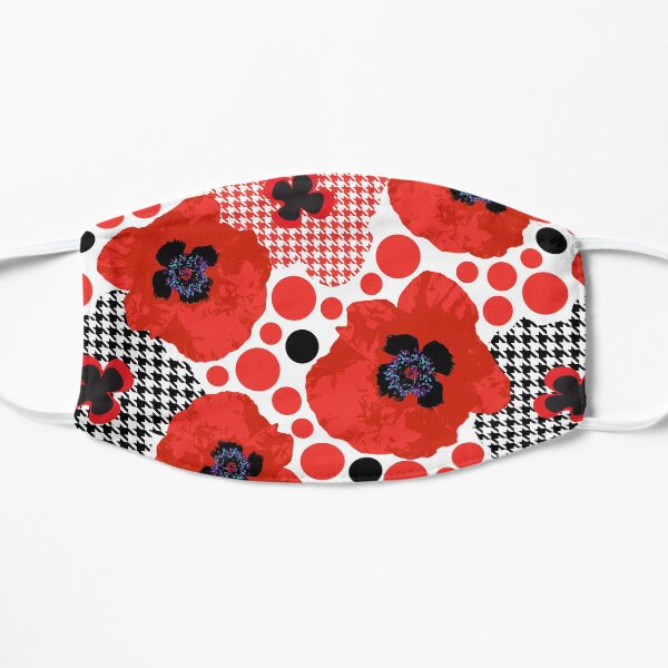 Oriental Red Poppy Garden Flat Mask