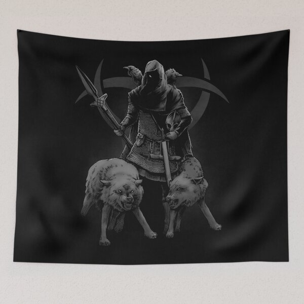 Item preview, Odin Norse Mythology Viking Allfather Geri Freki Huginn Muninn designed and sold by BluePagan.