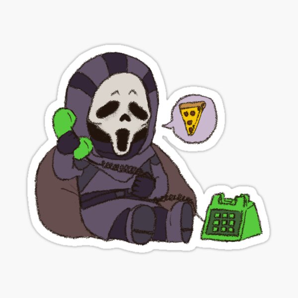 "Ghostface orders pizza" Sticker for Sale by hollandsgrave Redbubble