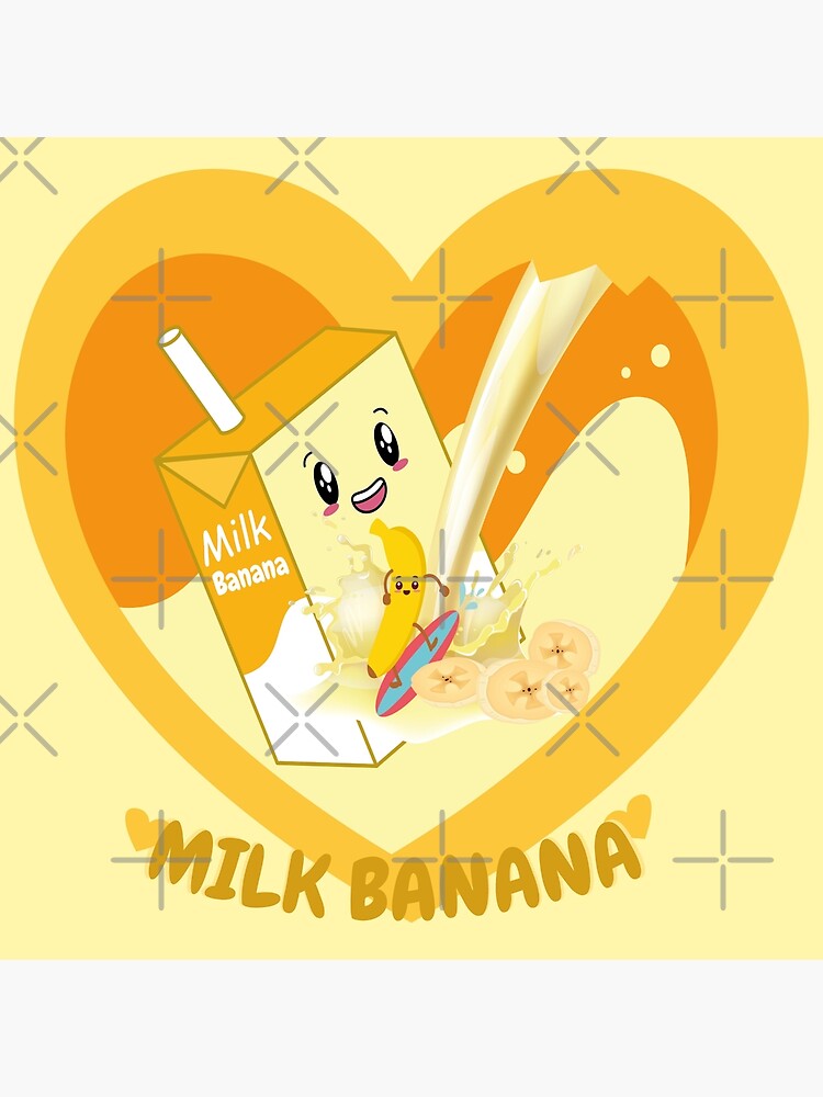 Kawaii Banana Milk Milk Banana Cartoon Poster For Sale By