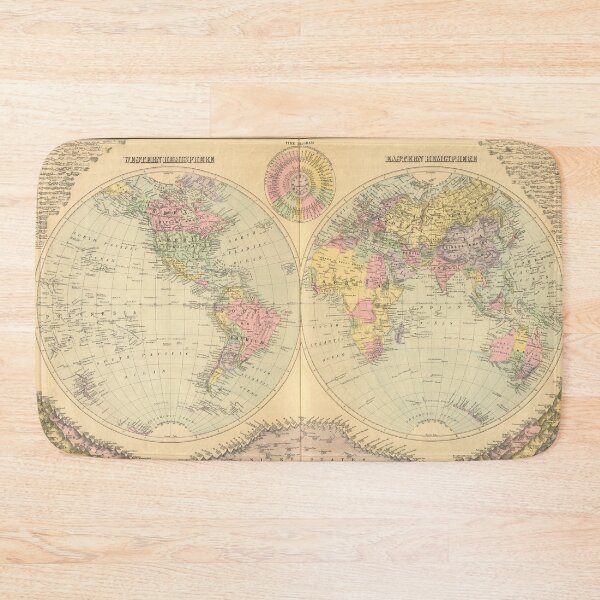 Item preview, Map of the World in Hemispheres (1894) designed and sold by ganje.