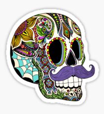 Mustache Sugar Skull (Color Version) Sticker