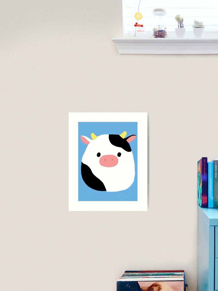 Cute cartoon cow Art Print