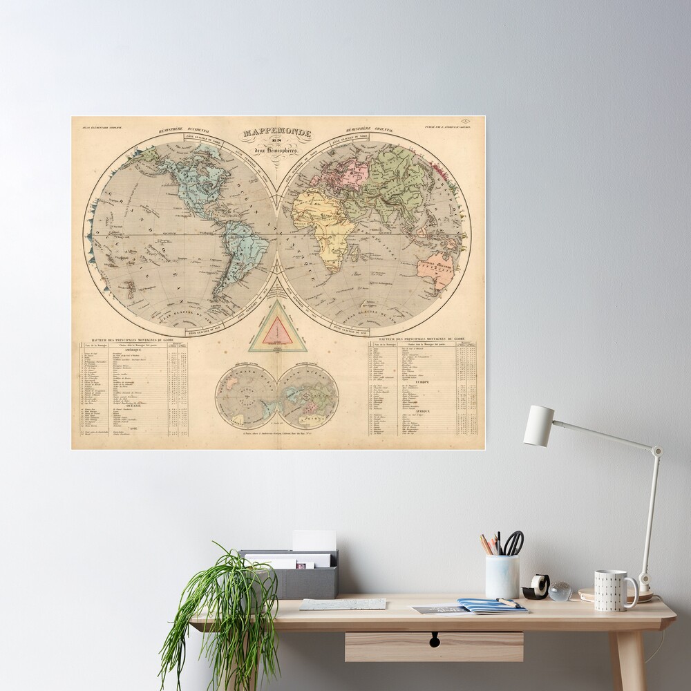 World map in 1838 Poster for Sale by ganje