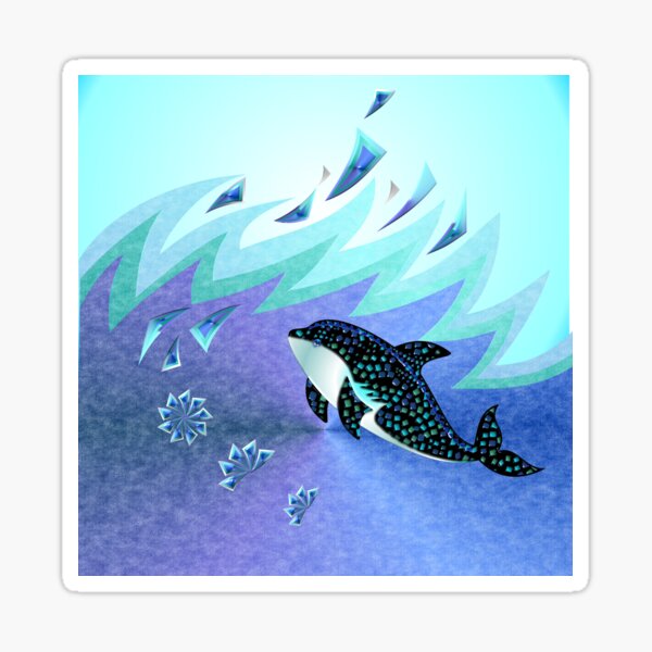 MOSAIC WHALE 103 OCEAN WAVE-square Sticker