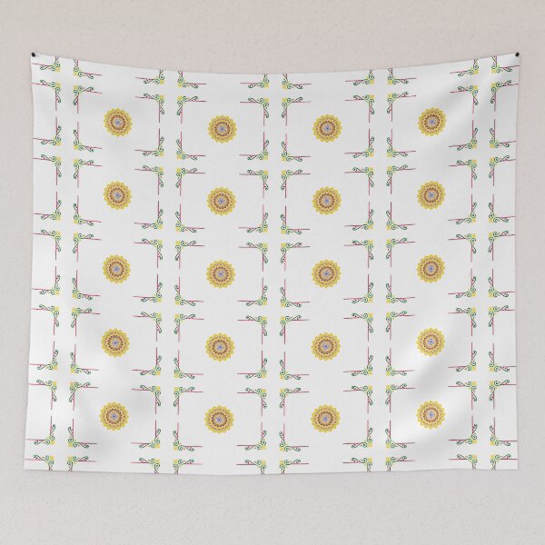 Item preview, White background with Yellow Flower and Beautiful Corners designed and sold by Mamta Thakkar.