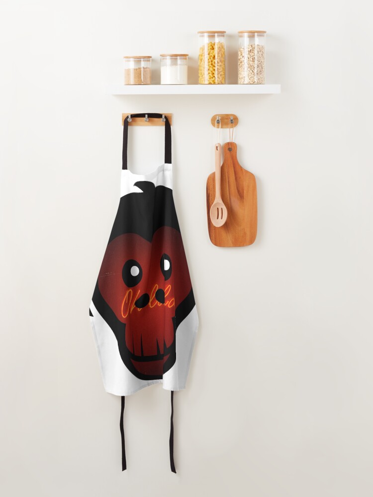 Thumbnail 4 of 6, Apron, Neon Sign Monkey Face designed and sold by BuzzySpaceBee.