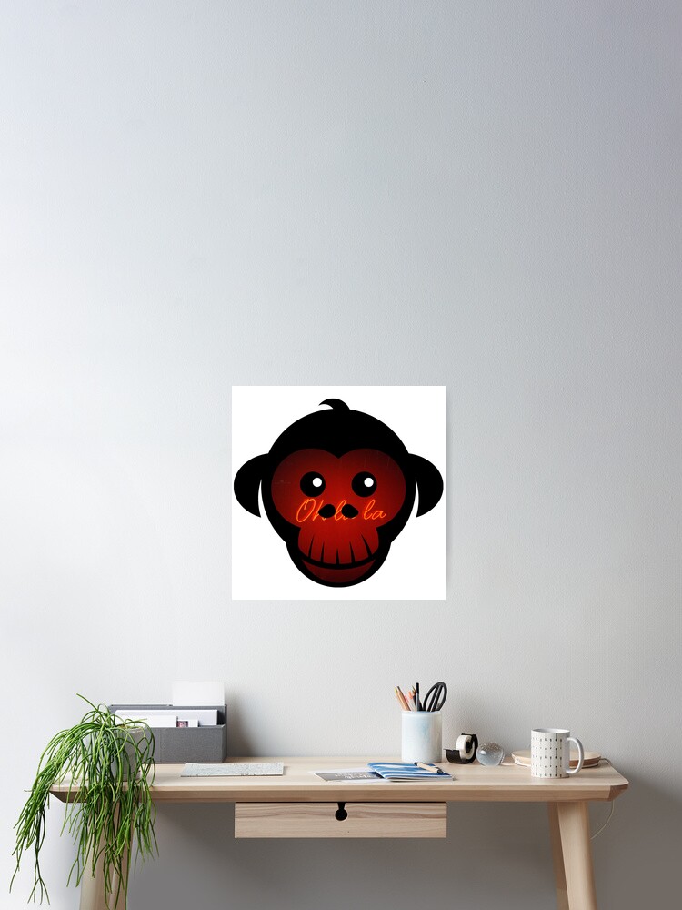Thumbnail 2 of 3, Poster, Neon Sign Monkey Face designed and sold by BuzzySpaceBee.