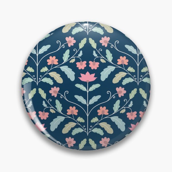 Artikelvorschau, Moderner Blumendamast in Marine entworfen und verkauft von zhSurfaceDesign.
