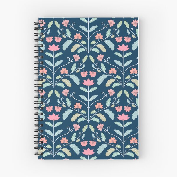 Item preview, Modern floral damask in navy designed and sold by zhSurfaceDesign.