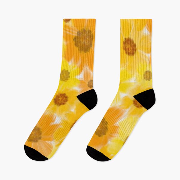 Item preview, Yellow Orange Daisy Sunflower Watercolor Acrylic Collage Pattern Design Painting designed and sold by AEJdesign.