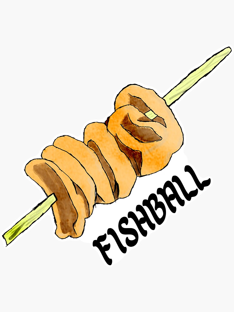 Fishball Sticker For Sale By Tanjolo Redbubble   Bg,f8f8f8 Flat,750x,075,f Pad,750x1000,f8f8f8 